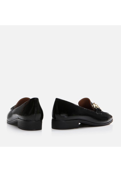 01Ayh290990A100 Deri Siyah Kadın Loafer