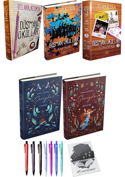 Düşman Okullar 3lü Set Ciltli Dilara Keskin ve Süveyda 1 Canhıraş Süveyda 2 Medcezir Ciltli Cemal Latifoğlu