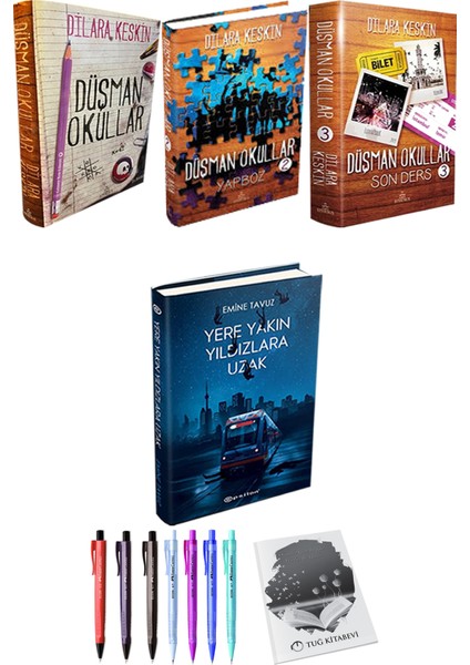 Düşman Okullar 3lü Set Ciltli Dilara Keskin ve Yere Yakın Yıldızlara Uzak Ciltli Emine Tavuz