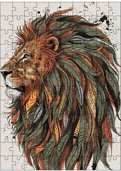 Karizma Tablo Ahşap Mdf Puzzle Yapboz Kuş Tüylü Aslan 120 Parça 25*35 cm