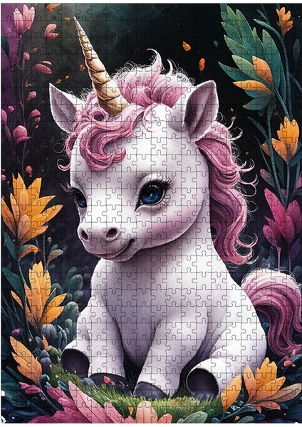 Ahşap Mdf Puzzle Yapboz Tek Boynuzlu At Unicorn 500 Parça 50*70 cm