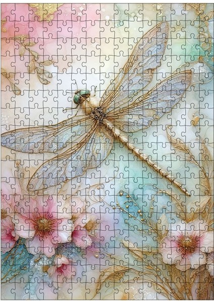 Ahşap Mdf Puzzle Yapboz Çiçekler ve Yusufçuk 255 Parça 35*50 cm