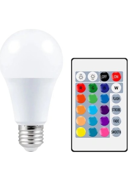 10 W Rgb Led Ampul Kumandalı Renk Değiştiren Ampul 16 Renk White E27 Duy 220 Volt