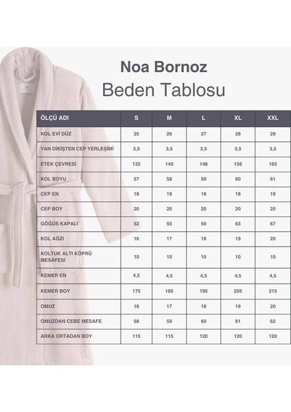 %100 Pamuk Bornoz Taş Rengi XL - Noa Serisi