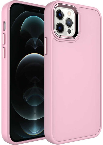 iPhone 14 Pro Max - Uyumlu Metal Çerçeve ve Buton Tasarımlı Sert Appfube Botox Kapak-Koyu Yeşil