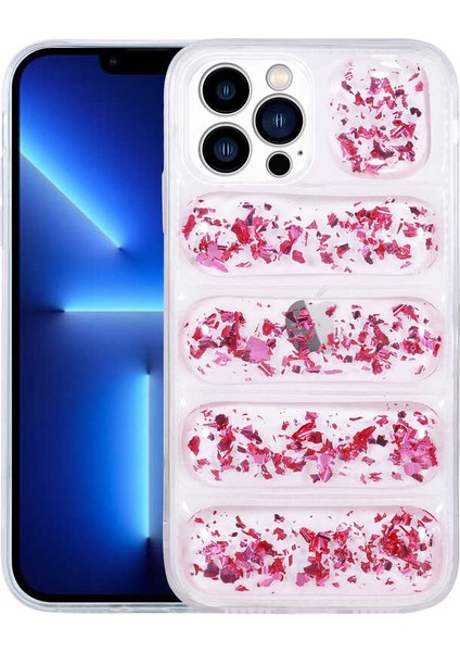 iPhone 12 Pro Max - Uyumlu Kamera Korumalı Simli Airbag'li Appfube Dalga Kapak-Pembe Koyu