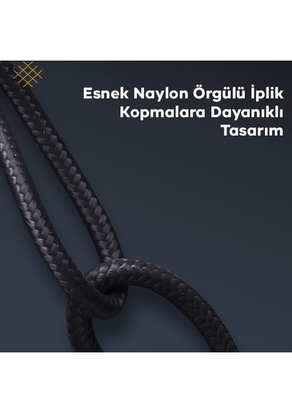 Örgü Kablo 1mt Type-C Uzatma Kablosu 10GBPS Veri ve Görüntü Aktarım 5A Pd Hızlı Şarj Kablo