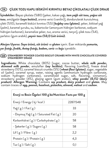 Beyaz Çikolatalı Çilekli Cheesecake Çilek Draje 50g x 4 Adet