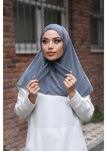 Moda Mevsimi Çıt Çıt Hazır Eşarp Çıtçıtlı Hijab Hazır Eşarp Gri