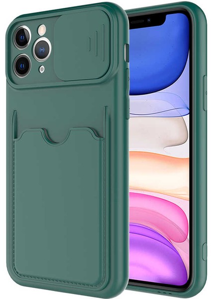 iPhone 11 Pro Max - Uyumlu ​appfube Kartix Kapak-Koyu Yeşil