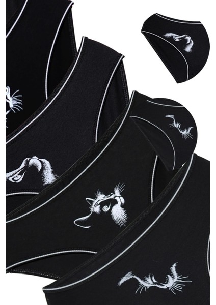 Kız Çocuk - Garson Pamuklu Kumaş Kedi Baskılı Slip Külot 5'li Paket (3-4 Yaş, P13) modelleri