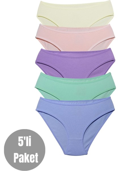 Kız Çocuk - Garson Pamuklu Kumaş Renkli Slip Külot 5'li Paket (4-5 Yaş, P15)