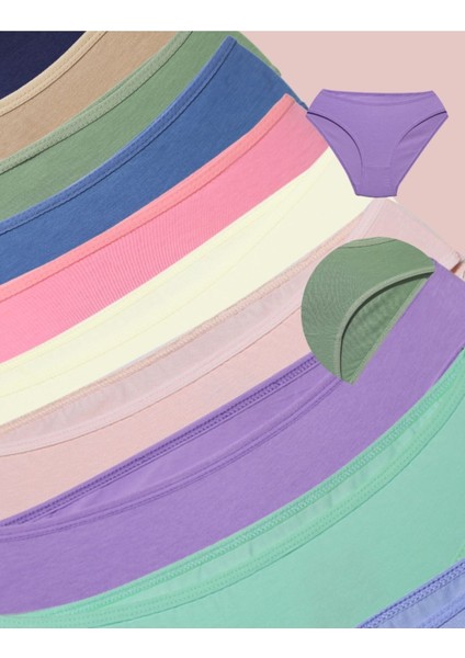 Kız Çocuk - Garson Pamuklu Kumaş Renkli Slip Külot 10'lu Paket - (8-9 Yaş, X16) fiyatları