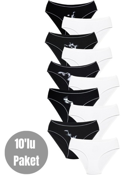 Kız Çocuk - Garson Pamuklu Kumaş Renkli Slip Külot 10'lu Paket - (8-9 Yaş, X17)