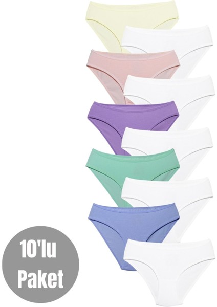 Kız Çocuk - Garson Pamuklu Kumaş Renkli Slip Külot 10'lu Paket - (4-5 Yaş, X18)