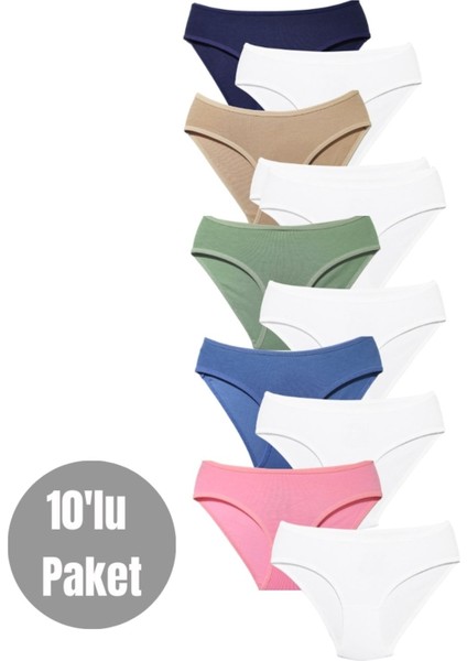 Alya Underwear Kız Çocuk - Garson Pamuklu Kumaş Renkli Slip Külot 10'lu Paket -  (3-4 Yaş, X19)