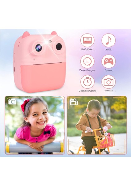 Çocuk Dijital Kamera Anında Baskı 2.8 Inç Video Kamera Çocuklar Için Oyuncak Oyun Müzik Eğlence