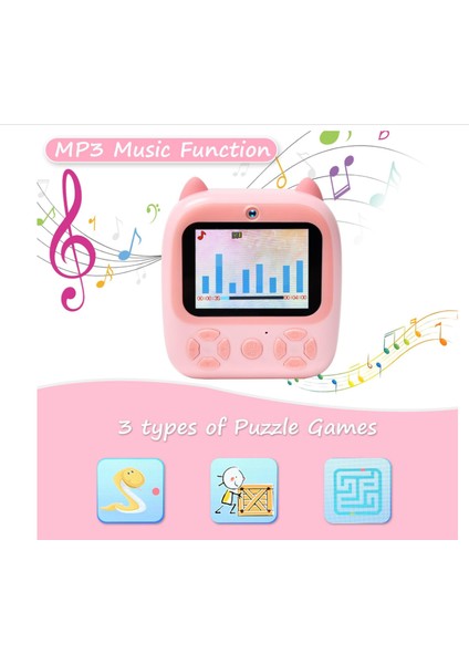 Çocuk Dijital Kamera Anında Baskı 2.8 Inç Video Kamera Çocuklar Için Oyuncak Oyun Müzik Eğlence