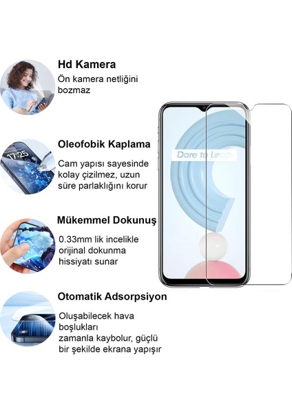 Realme C21Y Kırılmaz Cam Şeffaf 0.3mm Kılıf Dostu Temperli Ekran Koruyucu fiyatları