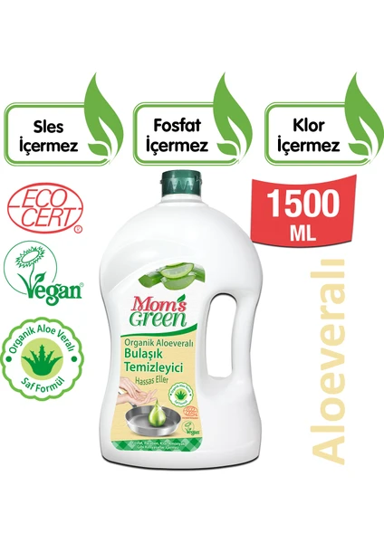 Mom's Green Aloeveralı Organik Elde Bulaşık Temizleyici 1500 ml