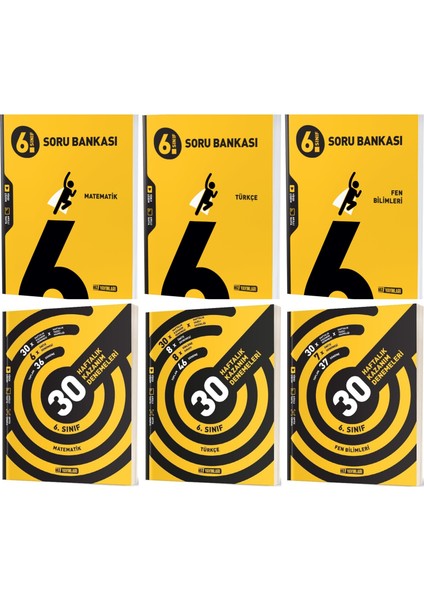2025 6. Sınıf Matematik - Türkçe - Fen Bilimleri Soru Bankası - 36 Haftalık Deneme Seti 6 Kitap