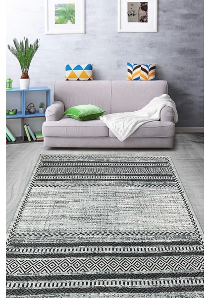 6810a Gri Çift Taraflı Yıkanabilir Dokuma Kolay Temizlenir Halı Kilim