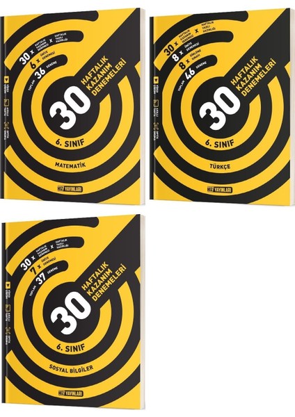 2025 6. Sınıf Matematik - Türkçe - Sosyal Bilgiler 36 Haftalık Deneme Seti 3 Kitap