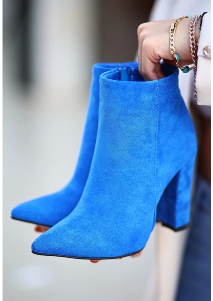 Loora Saks Mavisi Süet Topuklu Bot modelleri
