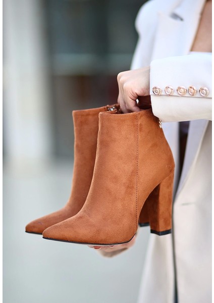 Loora Taba Süet Topuklu Bot modelleri