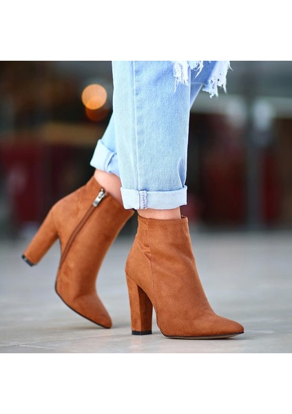 Loora Taba Süet Topuklu Bot indirimleri