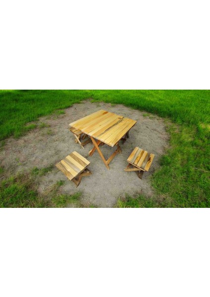 Katlanır Ahşap Kamp Piknik Masa Tabure Seti Outdoor Doğal Görünüm fiyatları