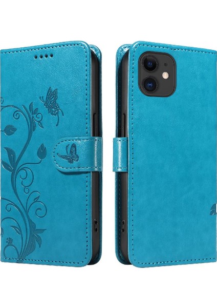 IPhone 11 Için Kılıf ve Kart Yuvası Yüksek Kaliteli Deri Kabartmalı Kelebek (Yurt Dışından)