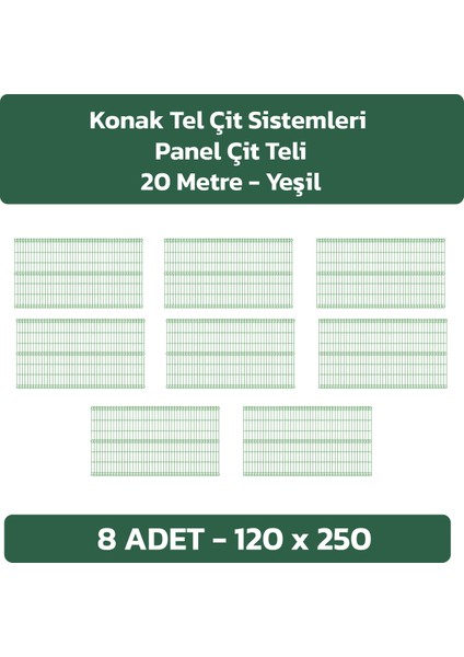 Çit Sistemleri 8 Adet Panel Çit Teli 120 X 250 CM Avantaj Paket