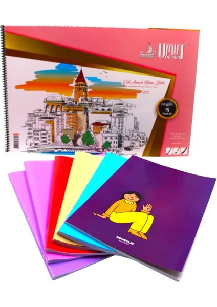 Ilkokul 2. Sınıf Yaratıcı Zihinler Için 3 Çizgili 2 Kareli A4 Defter Seti 7'li Mega Paket