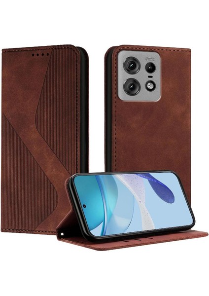 Motorola Moto Kenar 50 Pro Manyetik Cüzdan Kickstand Pu Deri Kılıf (Yurt Dışından)
