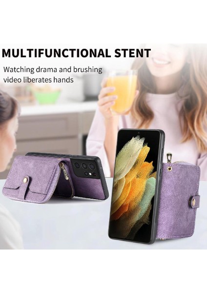 Samsung Galaxy S21 Ultra Ayarlanabilir Kordon 7 Kart Yuvaları Premium Için Kılıf (Yurt Dışından) modelleri