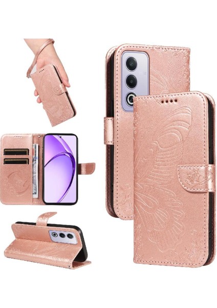 Oppo A3 Pro 5g Için Flip Case Ayrılabilir El Kayışı ile Kabartmalı Kelebek (Yurt Dışından)