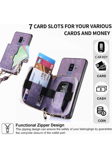Samsung Galaxy S9 Artı Fermuar Kapatma 7 Kart Yuvaları Için Kılıf Ayarlanabilir (Yurt Dışından) indirimleri