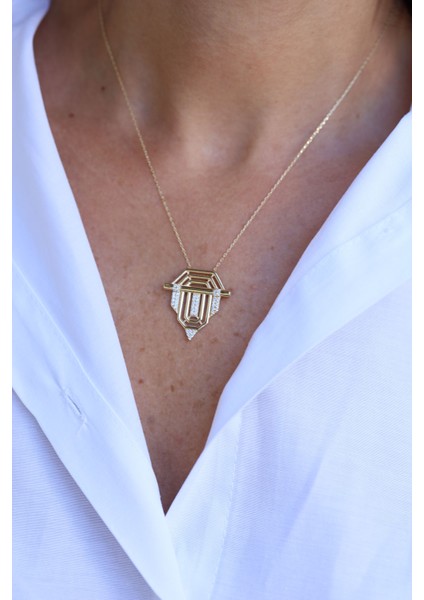 14 Ayar Altın Taşlı Tasarım Kolye modelleri