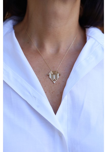 14 Ayar Altın Taşlı Tasarım Kolye fırsatları