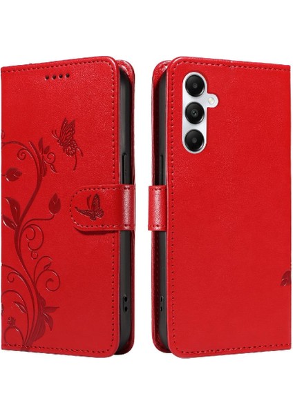 Samsung Galaxy A05S Kabartmalı Kelebek ve Kart Yuvası Cüzdan Için Kılıf (Yurt Dışından)