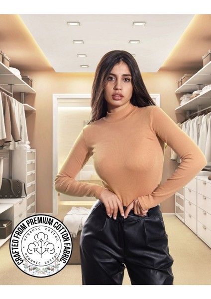 Yarım Boğazlı Kaşkorse Body Sweatshirt, Pudra, L fiyatları