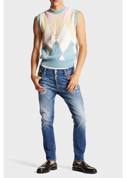 Logolu Streç Pamuklu Slim Fit Jeans Erkek Kot Pantolon S71LB1384 S30342 470