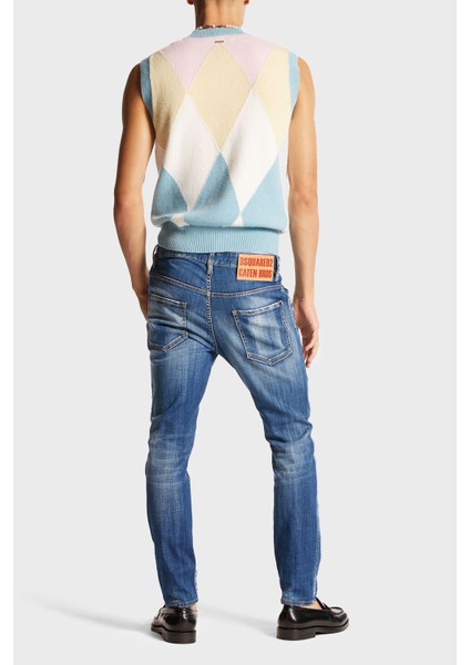 Logolu Streç Pamuklu Slim Fit Jeans Erkek Kot Pantolon S71LB1384 S30342 470 fiyatları