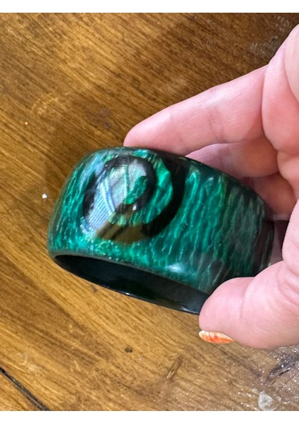 Yeşil Desenli Kemik Kadın Bilezik Çap 7 cm fiyatları