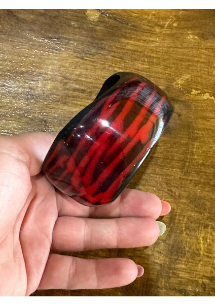 Kırmızı Yılan Desenli Kemik Kadın Hint Bileziği Çap 7 cm modelleri