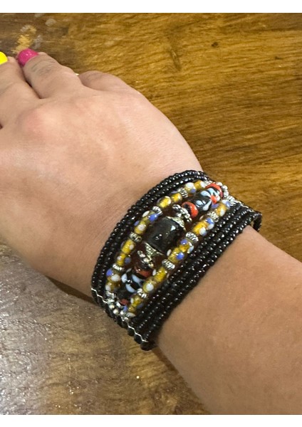 Boncuk Işleme Otantik Kadın Bileklik Ayarlanabilir Boy