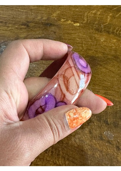 Kemik Renkli Desenli Kadın Hint Bileziği Çap 7 cm modelleri