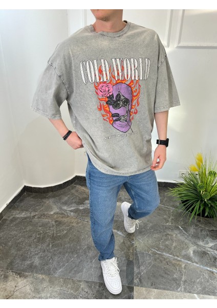 Cold World Yıkamalı Gri Tshirt fiyatları