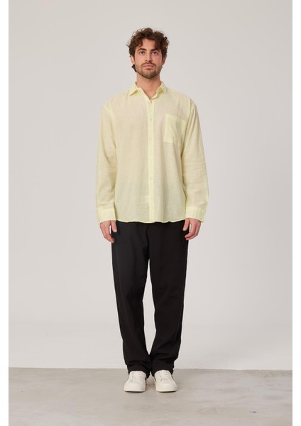 Flamlı Yazlık Sarı Gömlek